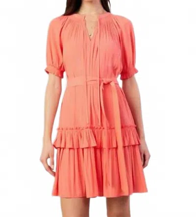 Current Air Cambria Ruffle Mini Dress In Coral In Orange