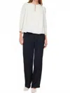 Current Air Camielle Smocked Sleeve Blouse In White In White
