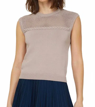 Current Air Camille Mesh Sleeveless Sweater Tank Top In Light Mocha In Brown