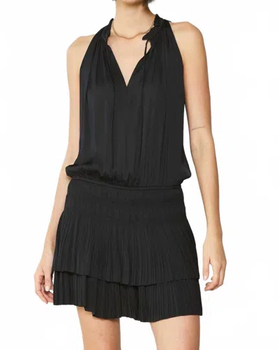 Current Air Cara Sleeveless Pleated Mini Dress In Black