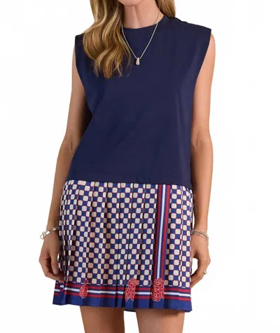 Current Air Checkerboard Mini Dress In Navy In Blue