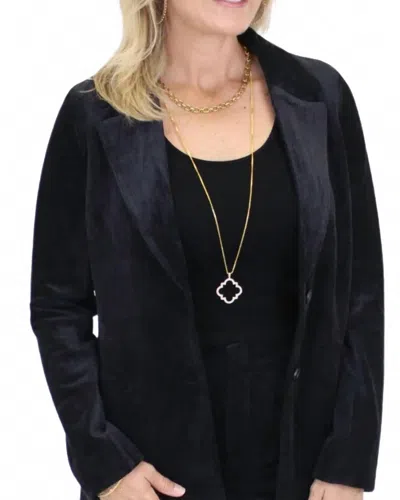 Current Air Classy Corduroy Blazer In Black In Animal Print