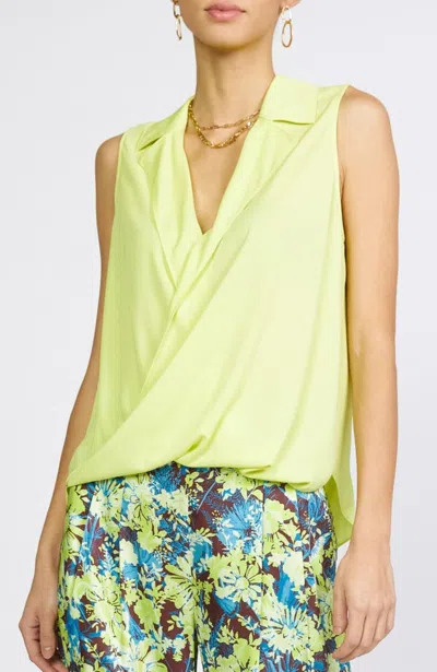 Current Air Collared Crossover Top In Lemon In Green