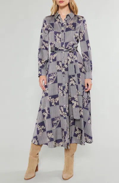 Current Air Collared Dress In Taupe Multi In Gray