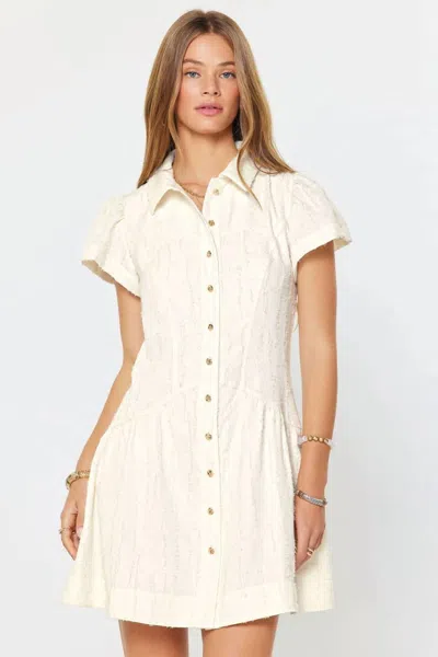 Current Air Collins Frayed Textrure Mini Dress In White In Neutral