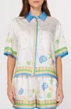 Current Air Color Block Button Blouse In Blue Multi In Neutral