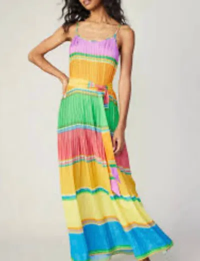 Current Air Color Blocking Pleated Midi Dress In Multi