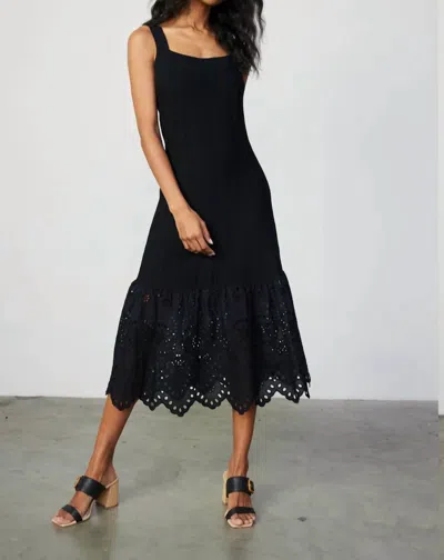 Current Air Contast Lace Knit Dress In Black