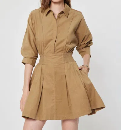 Current Air Corduroy Flared Mini Shirt Dress In Camel In Brown