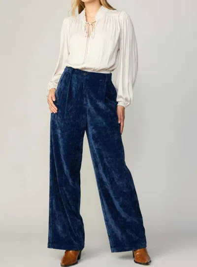 Current Air Corduroy High Waist Wide Pants With Pleated Pockets In Blue