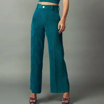 Current Air Corduroy High Waisted Wide Pants In Teal In Green