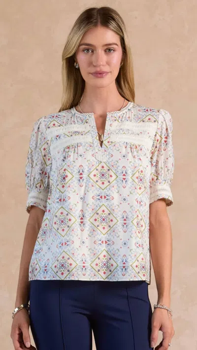 Current Air Cottagecore Floral Blouse In Multicolor In White