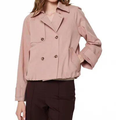 Current Air Cotton Short Trench Jacket In Dusty Pink