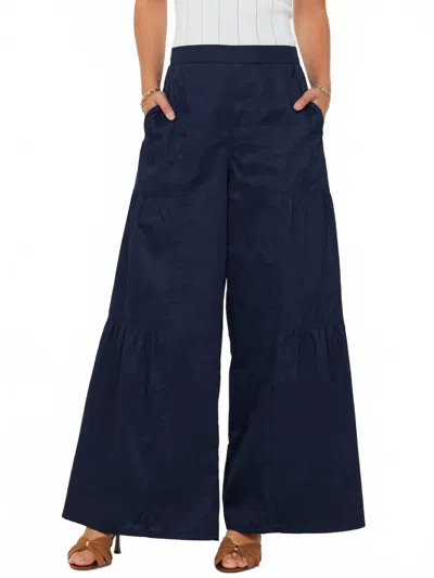 Current Air Cotton Tiered Wide Leg Pants In Navy In Blue
