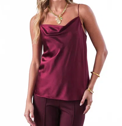 Current Air Cowl Neck Cami Top In Wine In Burgundy