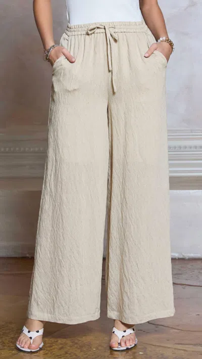 Current Air Crinkle Textured Pants In Natural In Brown