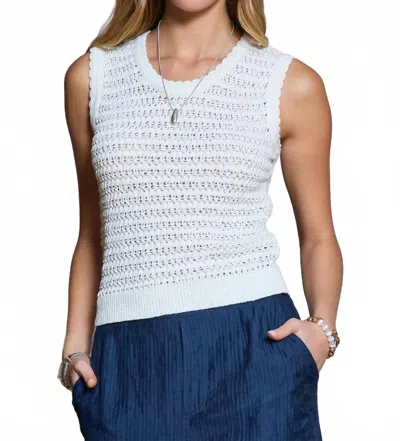 Current Air Crochet Knit Tank Blouse In White