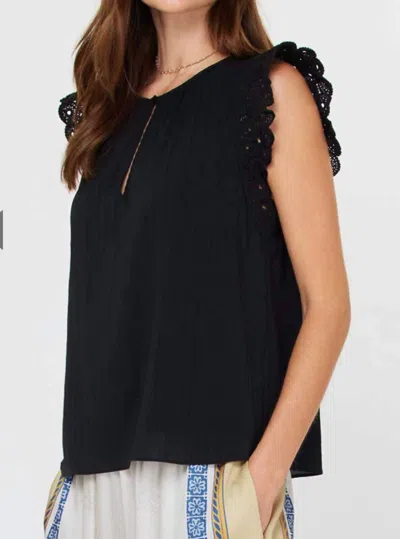 Current Air Crochet Sleeve Top In Black