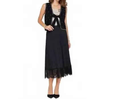 Current Air Crystal Beaded Knit Vest In Black Bling In Multi