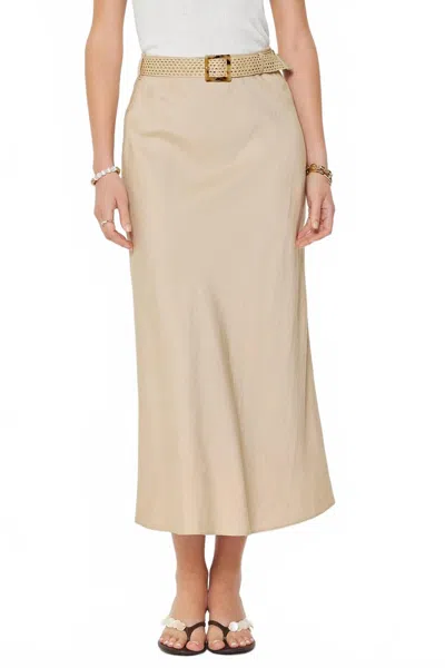 Current Air Crystal Linen Blend Midi Skirt In Beige In Neutral