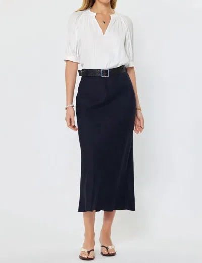 Current Air Crystal Linen Blend Midi Skirt In Navy In Blue