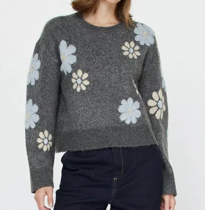 Current Air Daisy Crew Neck Sweater In Charcoal In Gray