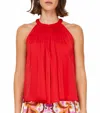 Current Air Daphne Halter Top In True Red In Red
