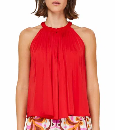 Current Air Daphne Halter Top In True Red