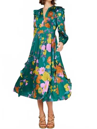 Current Air Davian Dress In Green Floral In Multi