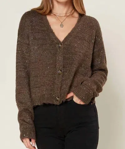 Current Air Decker Sparkle Cardigan In Chocolate In Gray