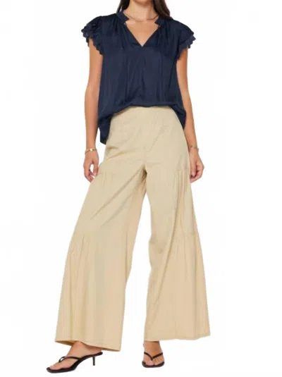 Current Air Double Flutter Sleeve Blouse In Navy In Blue