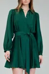 Shop Current Air Elias Dress With Pleated Shoulder Detail In Jewel Green In Multi