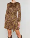 Current Air Elise Midi Pleated Dress In Olive/wine