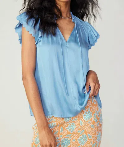 Current Air Eliza Flutter Sleeveless Blouse In Baby Blue
