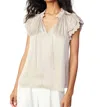 Current Air Eliza Flutter Sleeveless Blouse In Taupe In Silver