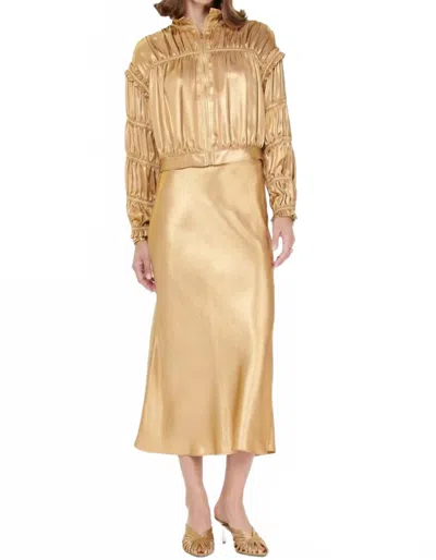 Current Air Ella Shirring Detail Jacket In Gold In Yellow
