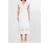 Current Air Embroidered Lace V-neckline Midi Dress In White In White