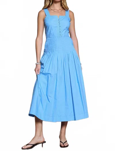 Current Air Embroidered Sleeveless Midi Dress In Sky Blue
