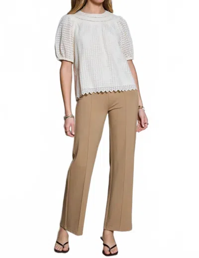 Current Air Eyelet Embroidered Blouse In Natural In White