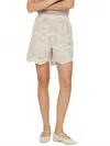 Current Air Eyelet Short With Scallop Hem In Beige In Neutral