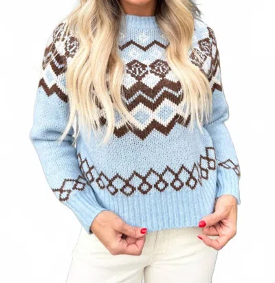 Current Air Fair Isle Crew Neck Sweater In Smoke Blue Multi