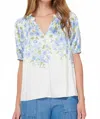 Current Air Fauna Floral Top In Blue In White