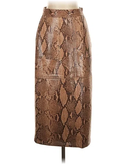 Pre-owned Current Air Faux Leather Skirt In Brown
