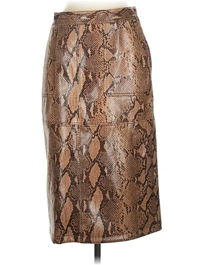 Pre-owned Current Air Faux Leather Skirt In Brown