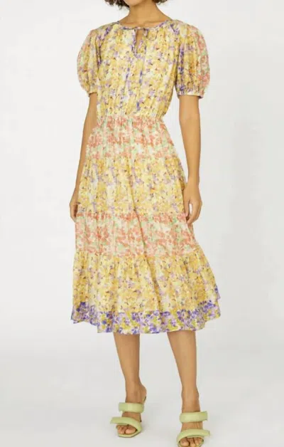 Current Air Floral Colorblock Midi Dress Multi