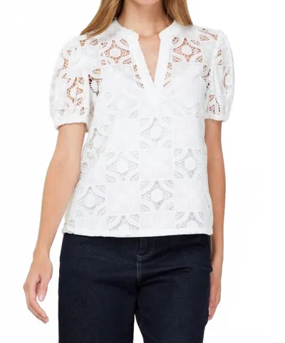 Current Air Floral Lace Blouse In White