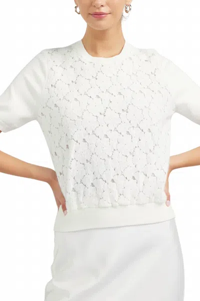 Current Air Floral Lace Top In Off White