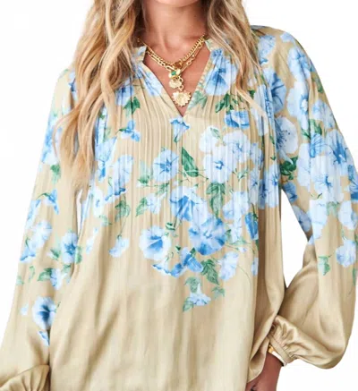 Current Air Floral Pleated Blouse In Multi In Neutral