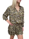 CURRENT AIR FLORAL PLEATED MINI DRESS IN BLACK/YELLOW