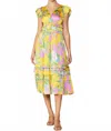 Current Air Floral Print Pleated Midi Dress In Multi In Multi